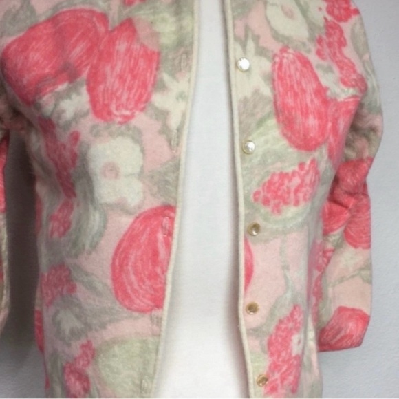 Vintage Rosecrest Women's Cream Peach Floral Button Cardigan Size Small Coquette - Picture 8 of 14
